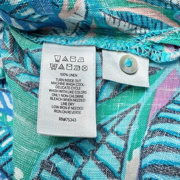 Cynthia Rowley | Women | 100% Linen Tropical Cap Sleeve Button Up Shirt | Small - Picture 8 of 10